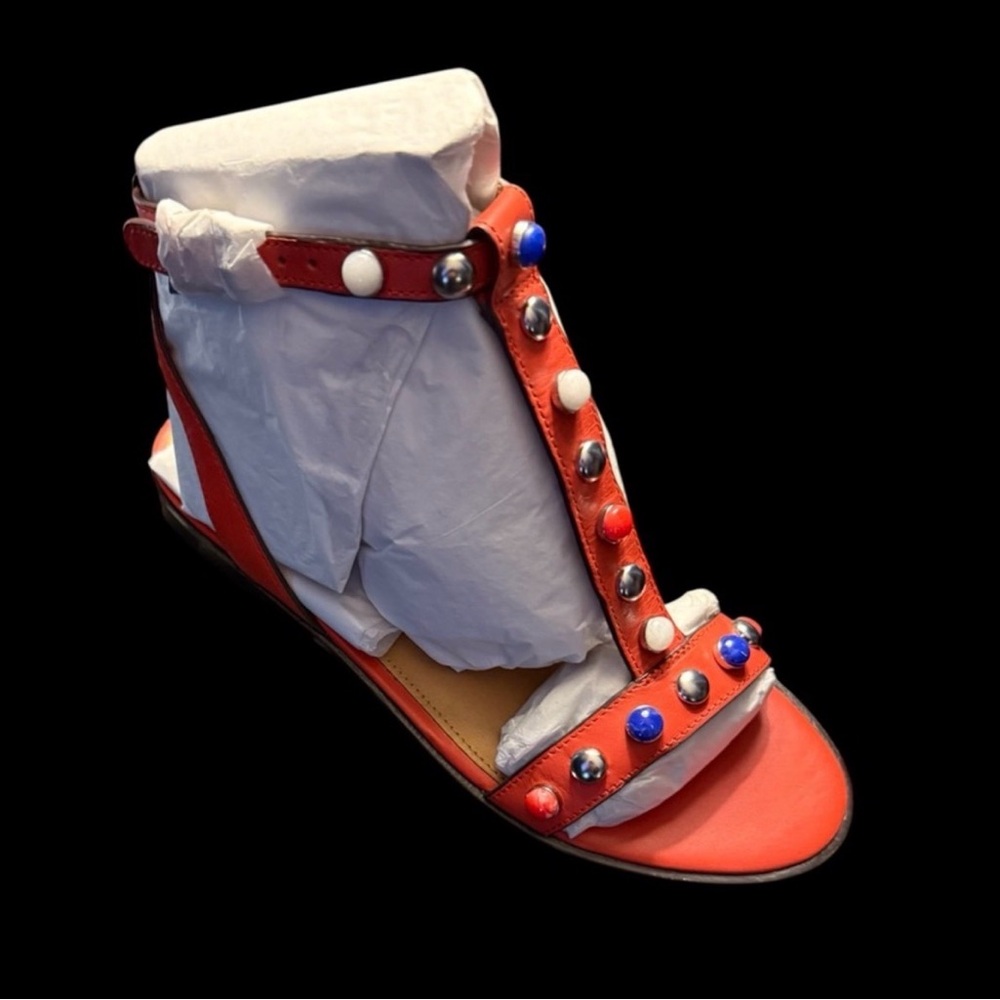 Coach Sadie Semi Matte Calf Deep Coral Sandal 6.5 - Picture 3 of 5